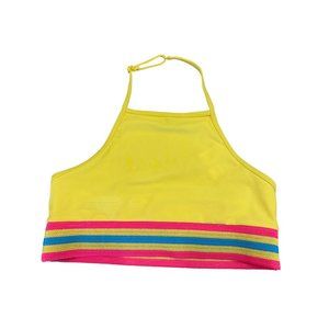 Nordstrom Girls 2 piece Yellow Halter Bikini with Colorful Bands Size 16 NWT